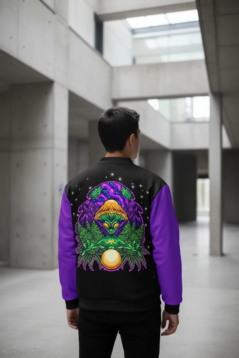 Alien Grass bomber jacket in minimalist concrete setting