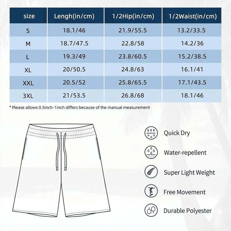Mens Swim Trunks |  Doodle Icons Swim Trunks (RED)